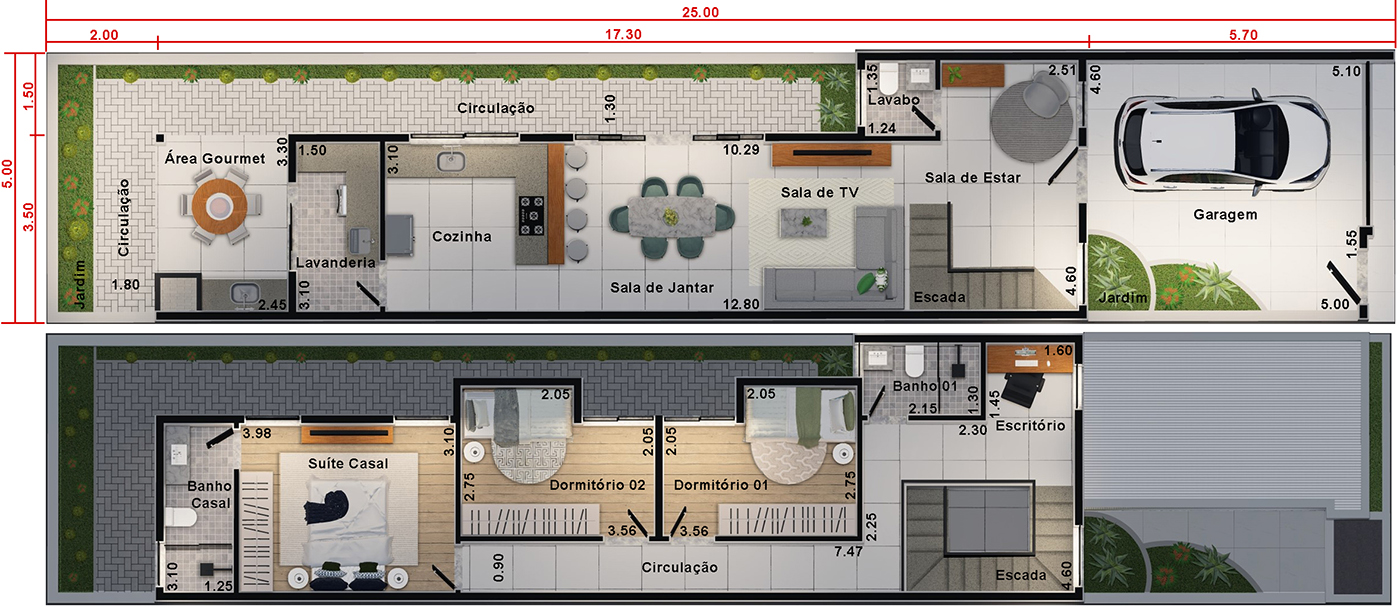 Floor plan with 5 meters of front5x25