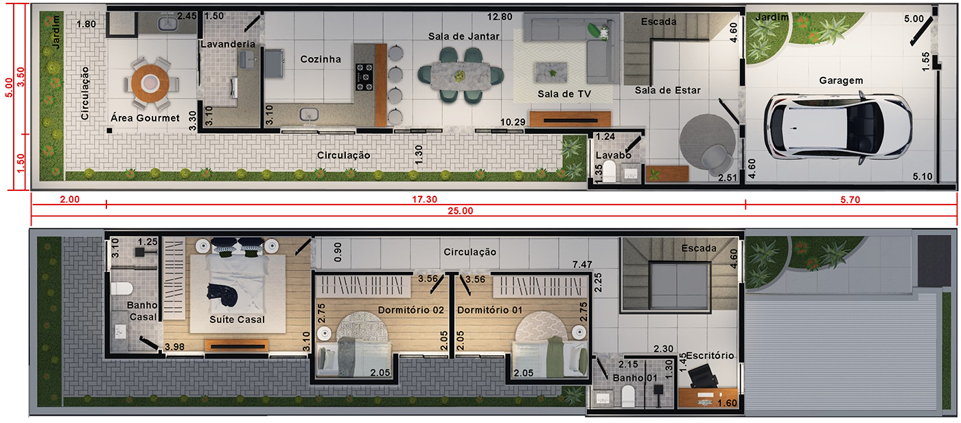 Floor plan with 5 meters of front5x25