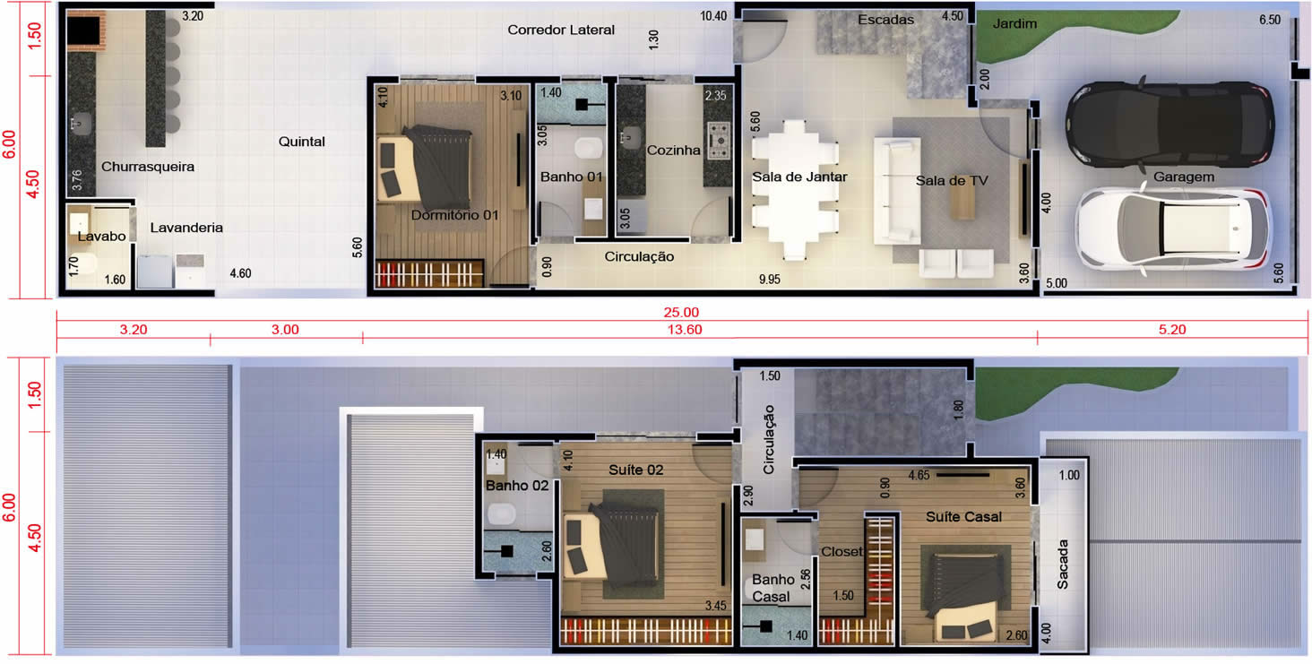 Floor plan with bedroom underneath6x25