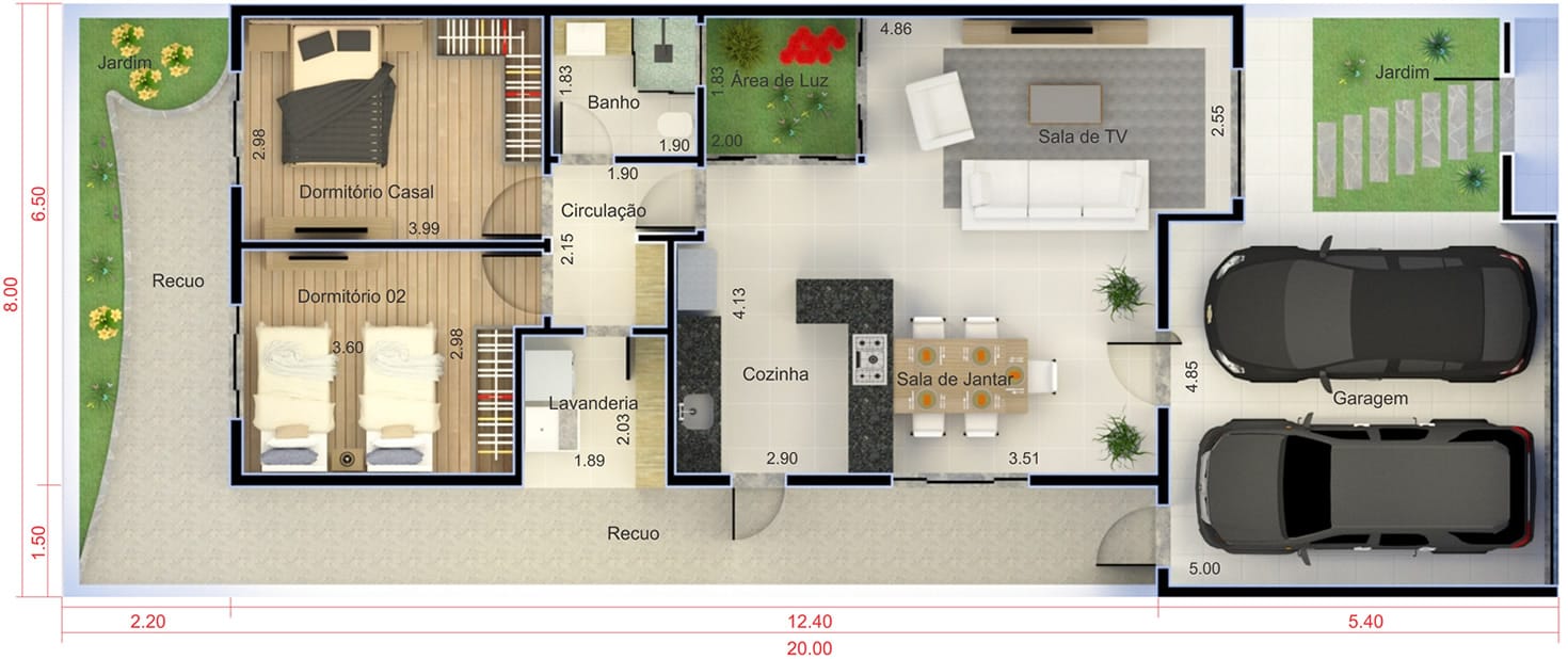 House plan with American kitchen8x20